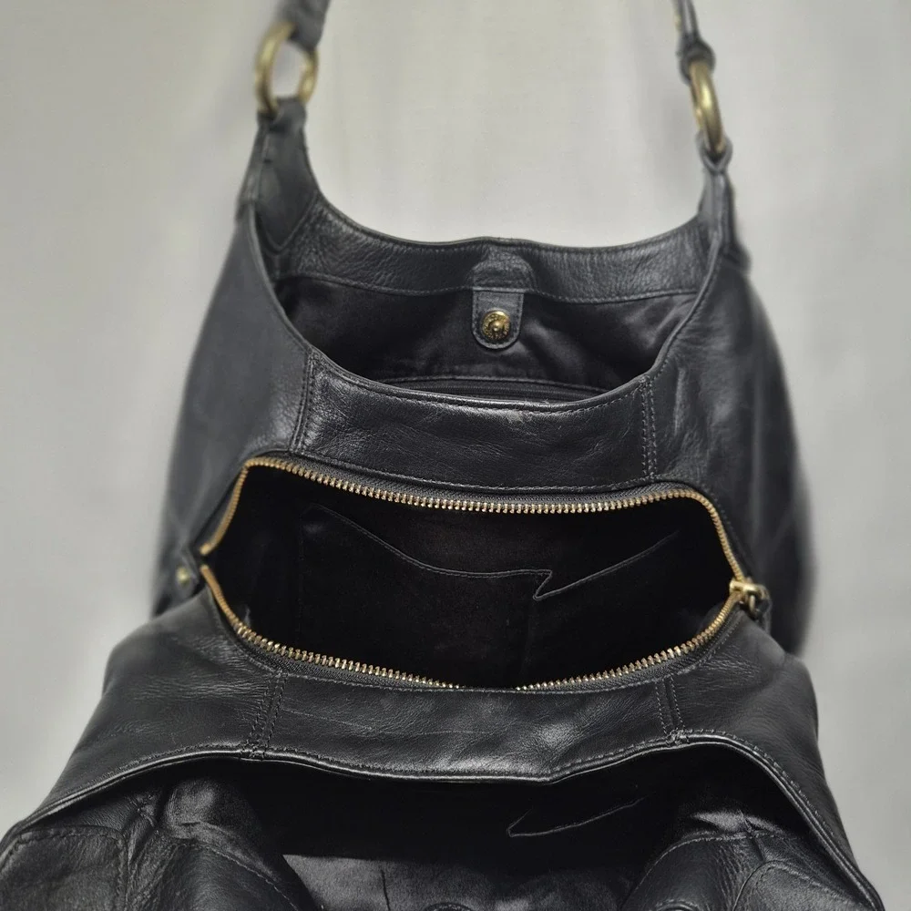 Y2k Coach Campbell F24686 Black Leather Hobo Shoulder Bag Purse Handbag